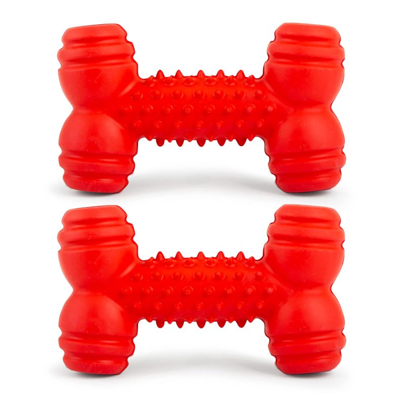 Jeffers Natural Rubber Red Dental Bone Dog Chew Toy for Healthy Chewing Habits - Image 6