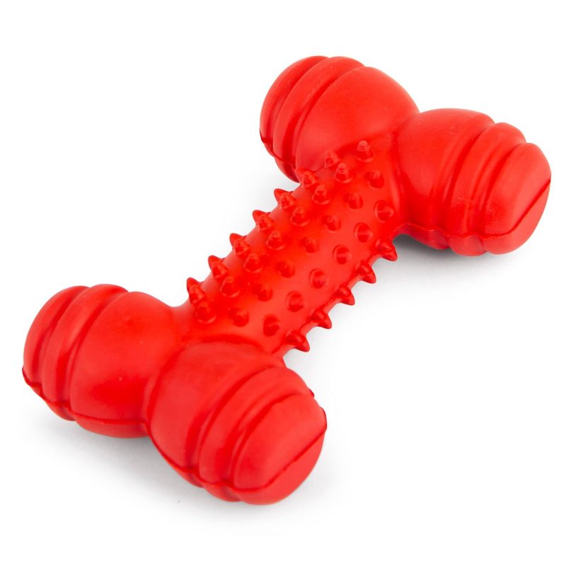 Jeffers Natural Rubber Red Dental Bone Dog Chew Toy for Healthy Chewing Habits - Image 3