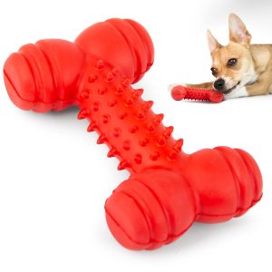 Jeffers Natural Rubber Red Dental Bone Dog Chew Toy for Healthy Chewing Habits