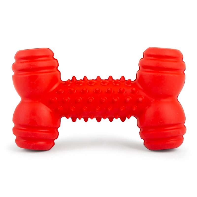 Jeffers Natural Rubber Red Dental Bone Dog Chew Toy for Healthy Chewing Habits - Image 4