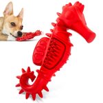 Jeffers Natural Rubber Red Seahorse Dog Dental Chew Toy for Healthy Chewing Habits