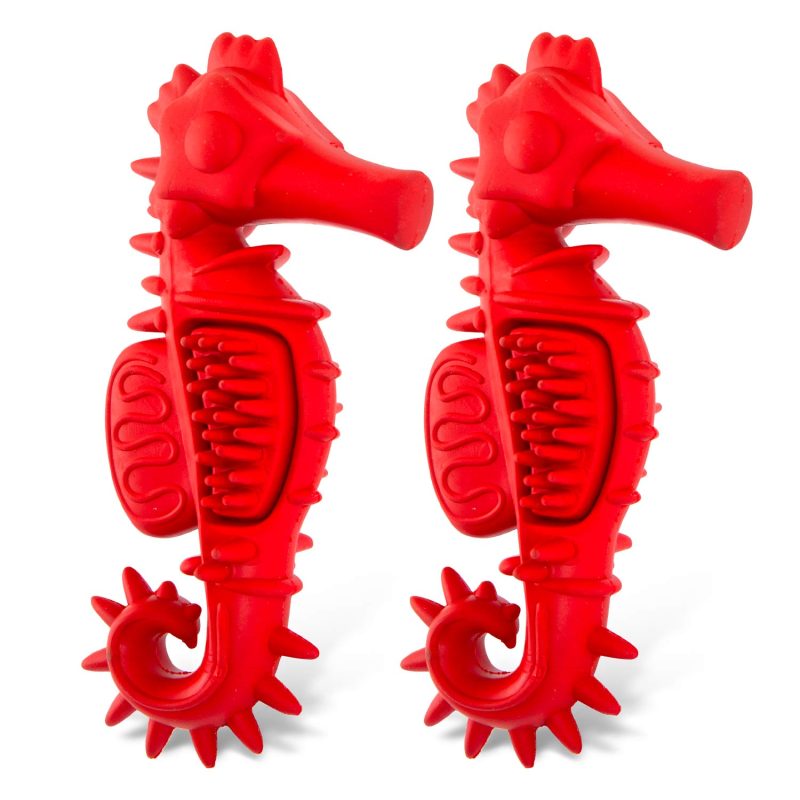 Jeffers Natural Rubber Red Seahorse Dog Dental Chew Toy for Healthy Chewing Habits - Image 5