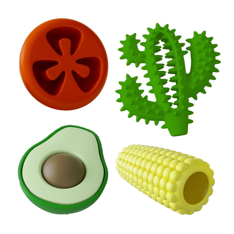 Jeffers Salsa Natural Rubber Dog Chew Toys, 4 pc, Medium