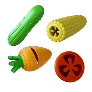 Jeffers Veggies Natural Rubber Dog Chew Toys, 4 pc, Medium